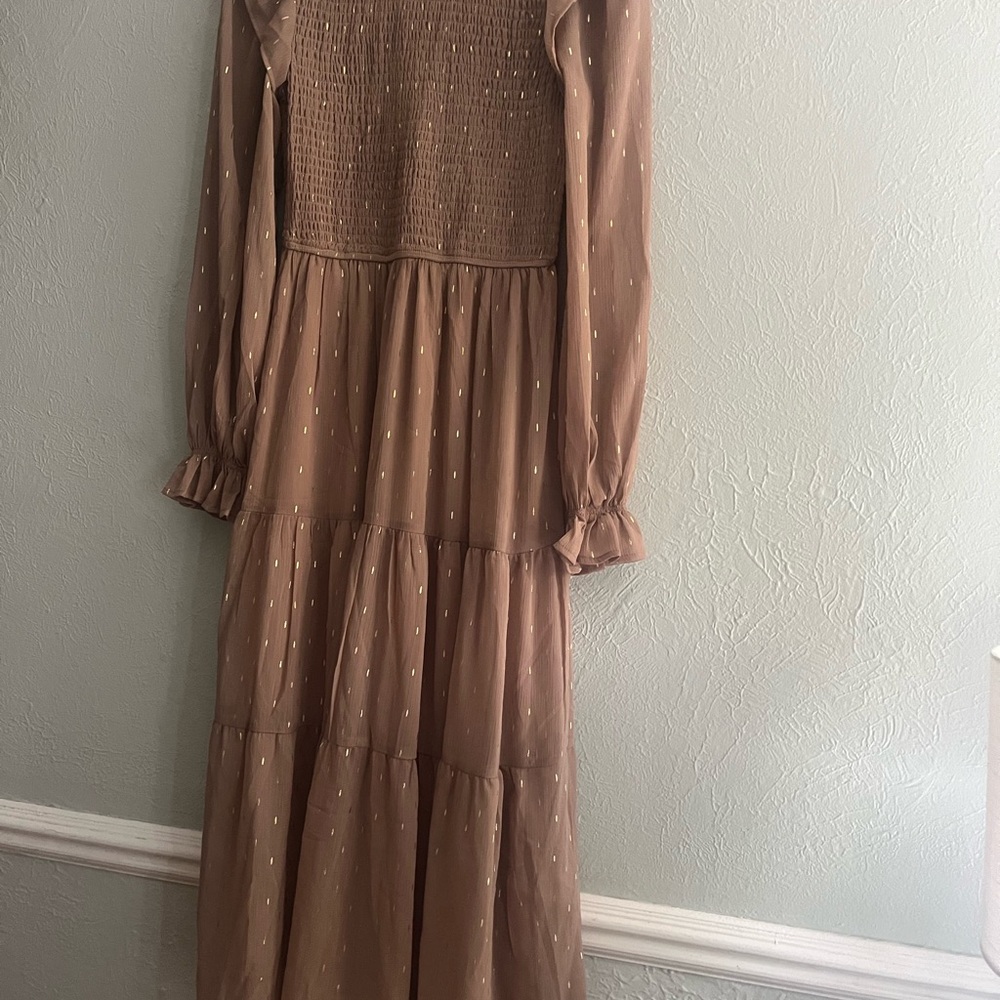 Chic Long Sleeve Brown Dress